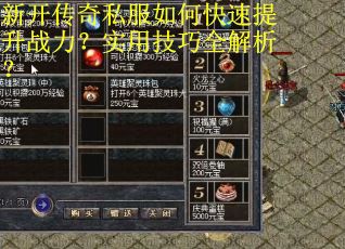 新开传奇私服如何快速提升战力？实用技巧全解析？